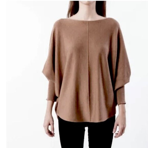 Jolie Reid 3/4 Dolman Sleeve Knit taupe Top Size Medium - Picture 9 of 9